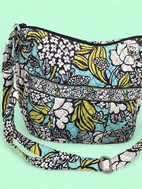 Vera Bradley island blooms crossbody bag - retired blue floral adjustable strap